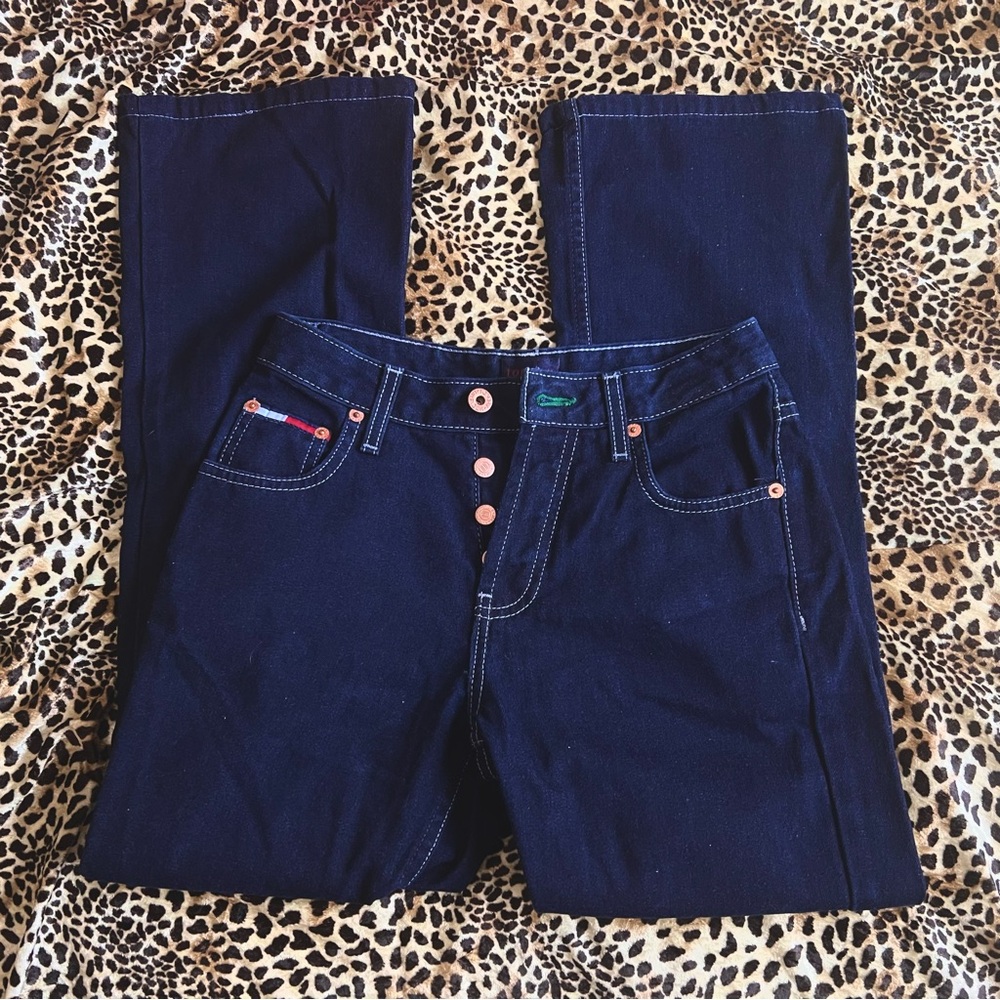 TOMMY HILFIGER Vintage High-Waist Hipster Flare Jeans in Dark Blue ⋆ PRE-LOVED ⋆